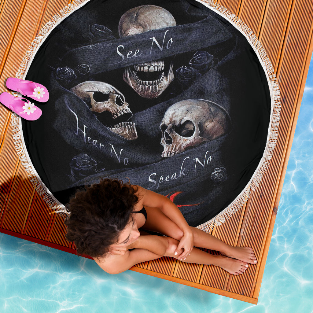 No see no hear no speak evils beach towel