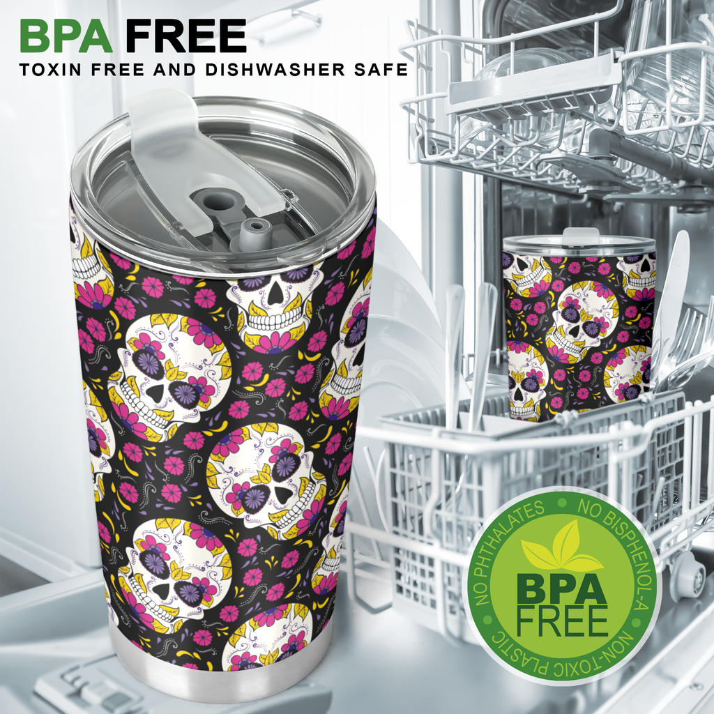 Sugar skull tumbler mug cup