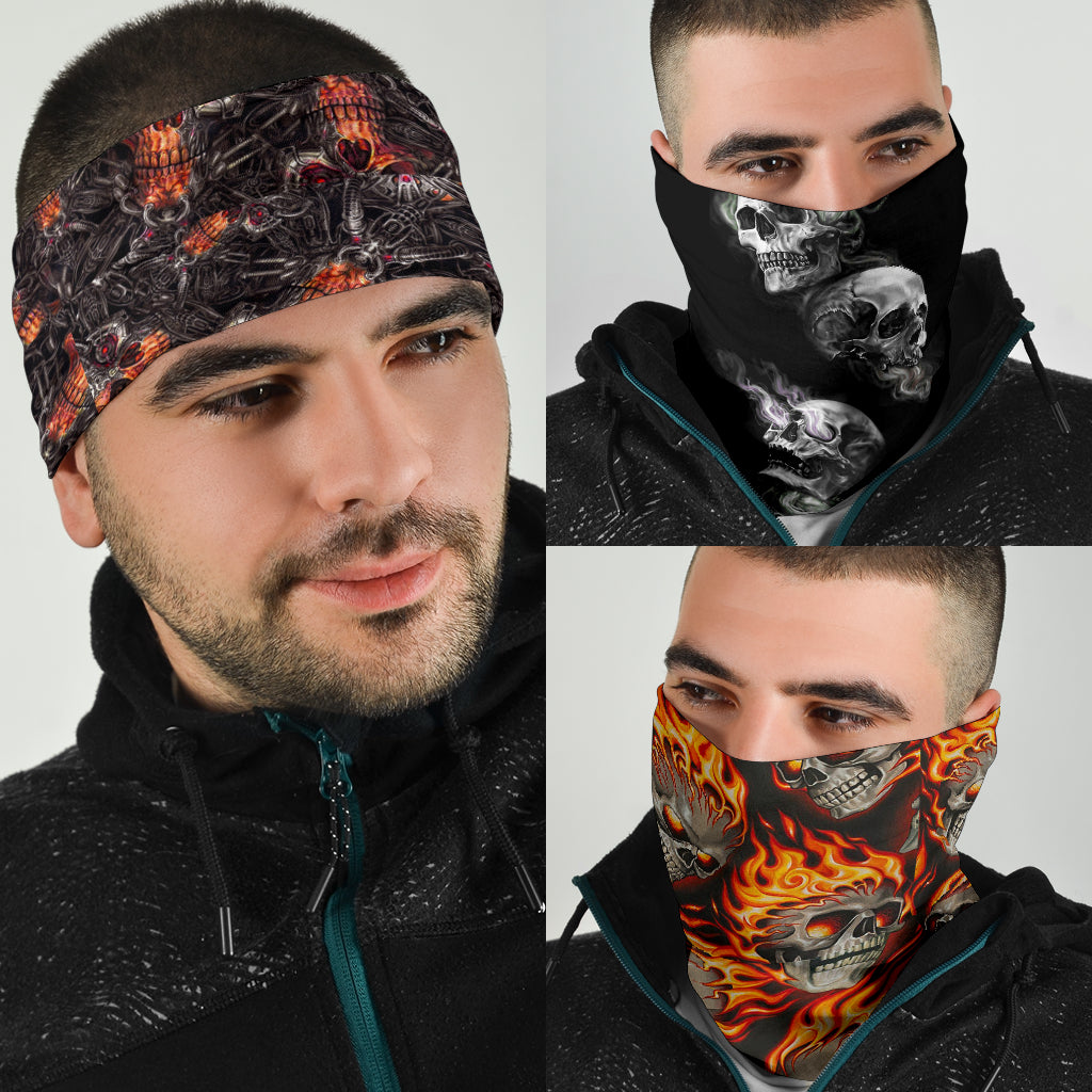 Set of 3 awesome skull gothic bandana