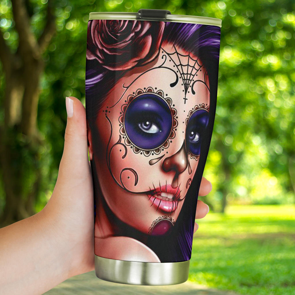 Sugar skull day of the dead tumbler cup