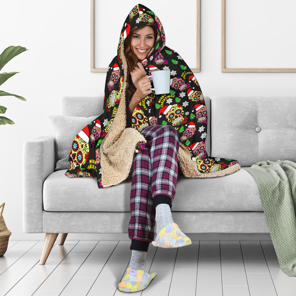 Sugar skull Hoodie blanket Christmas