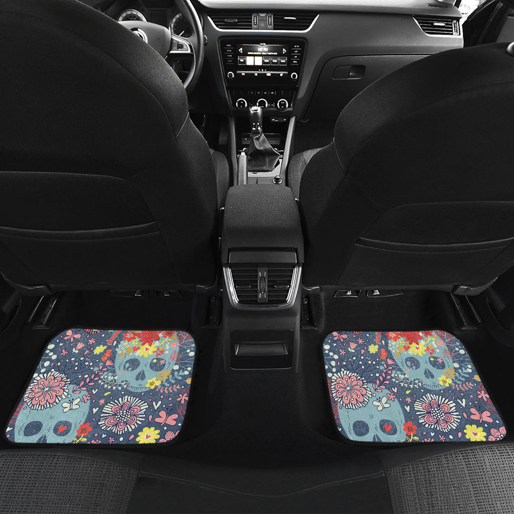 Set of 4 pcs sugar skull car mats
