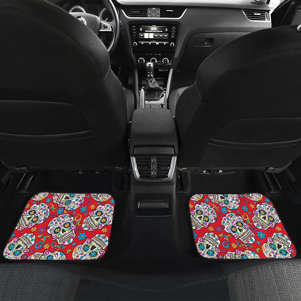 Set of 4 pcs sugar skull car mats