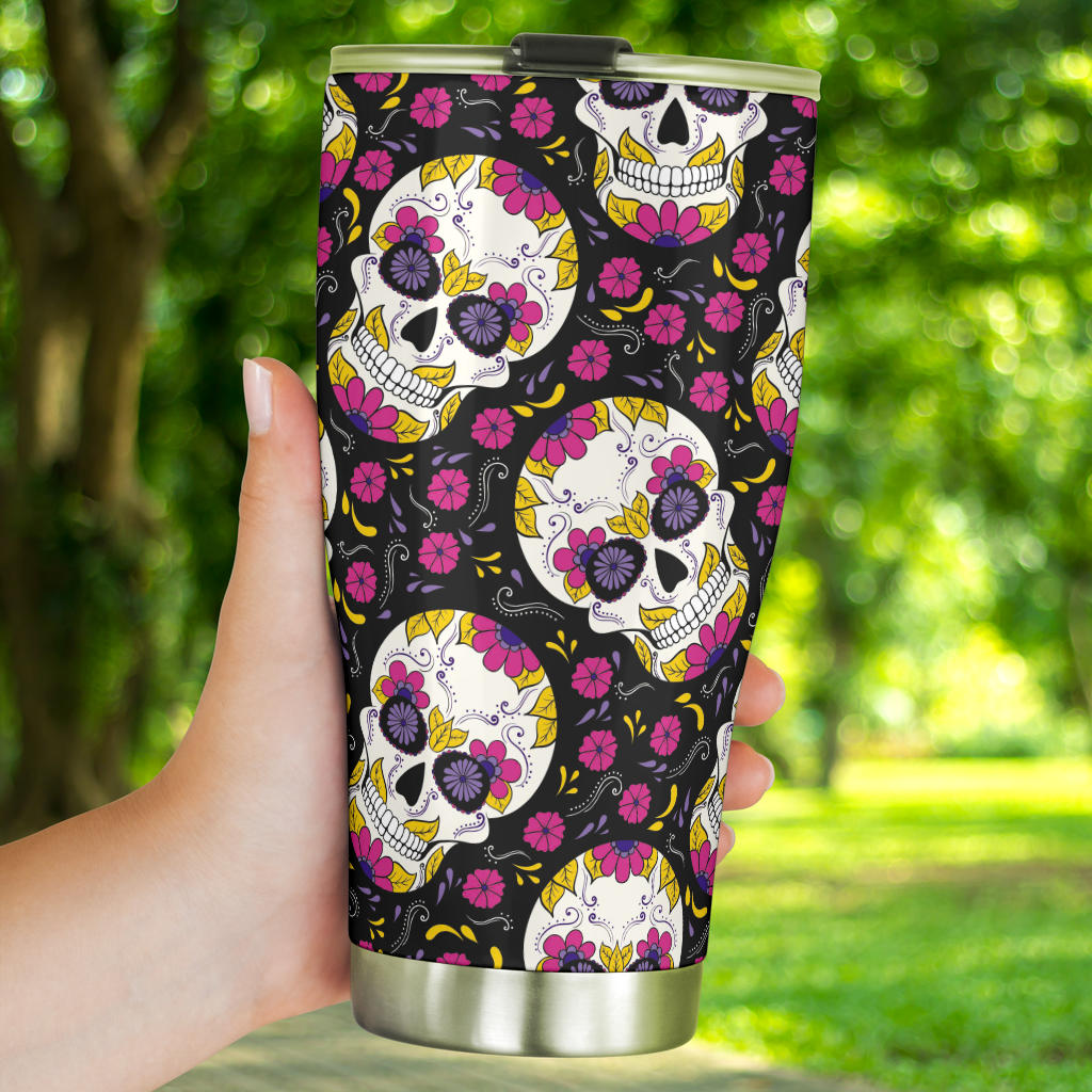 Sugar skull tumbler mug cup