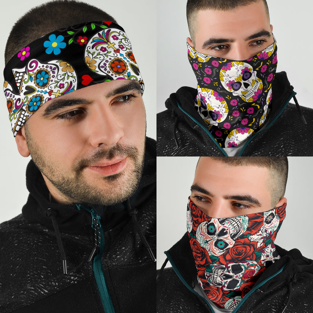 Set of 3 Day of the dead sugar skull bandana