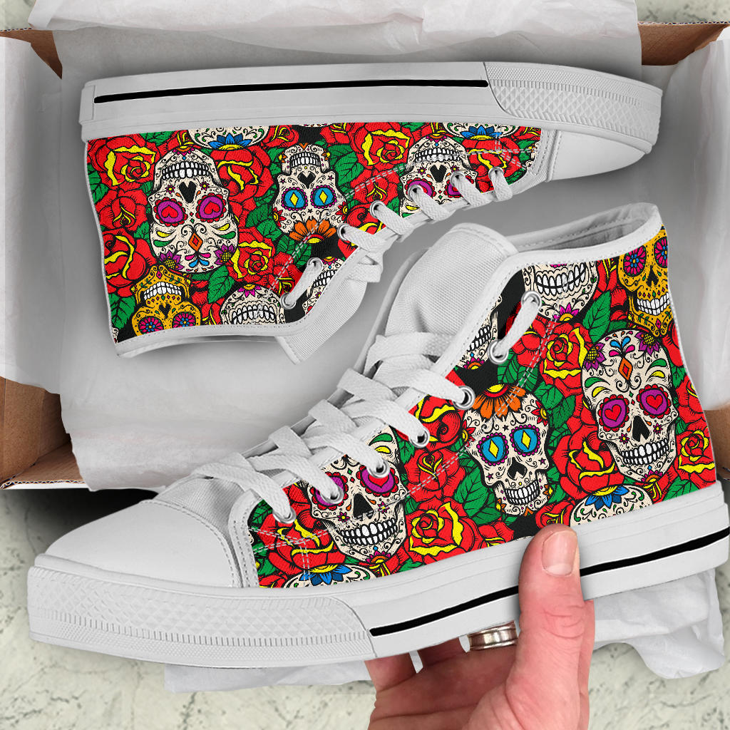 Black Sugar skull high top shoes