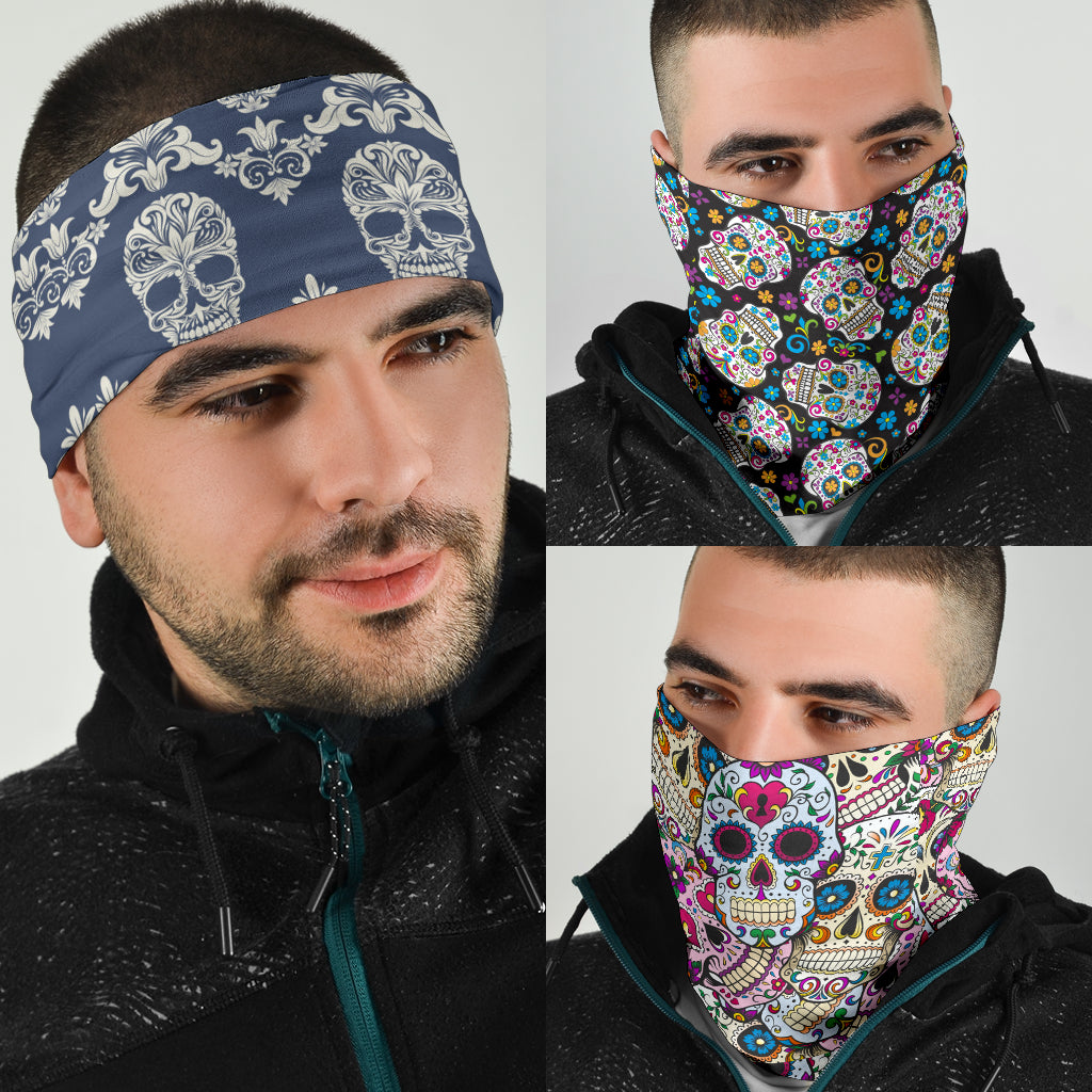 Set of 3 pcs sugar skull day of the dead bandana