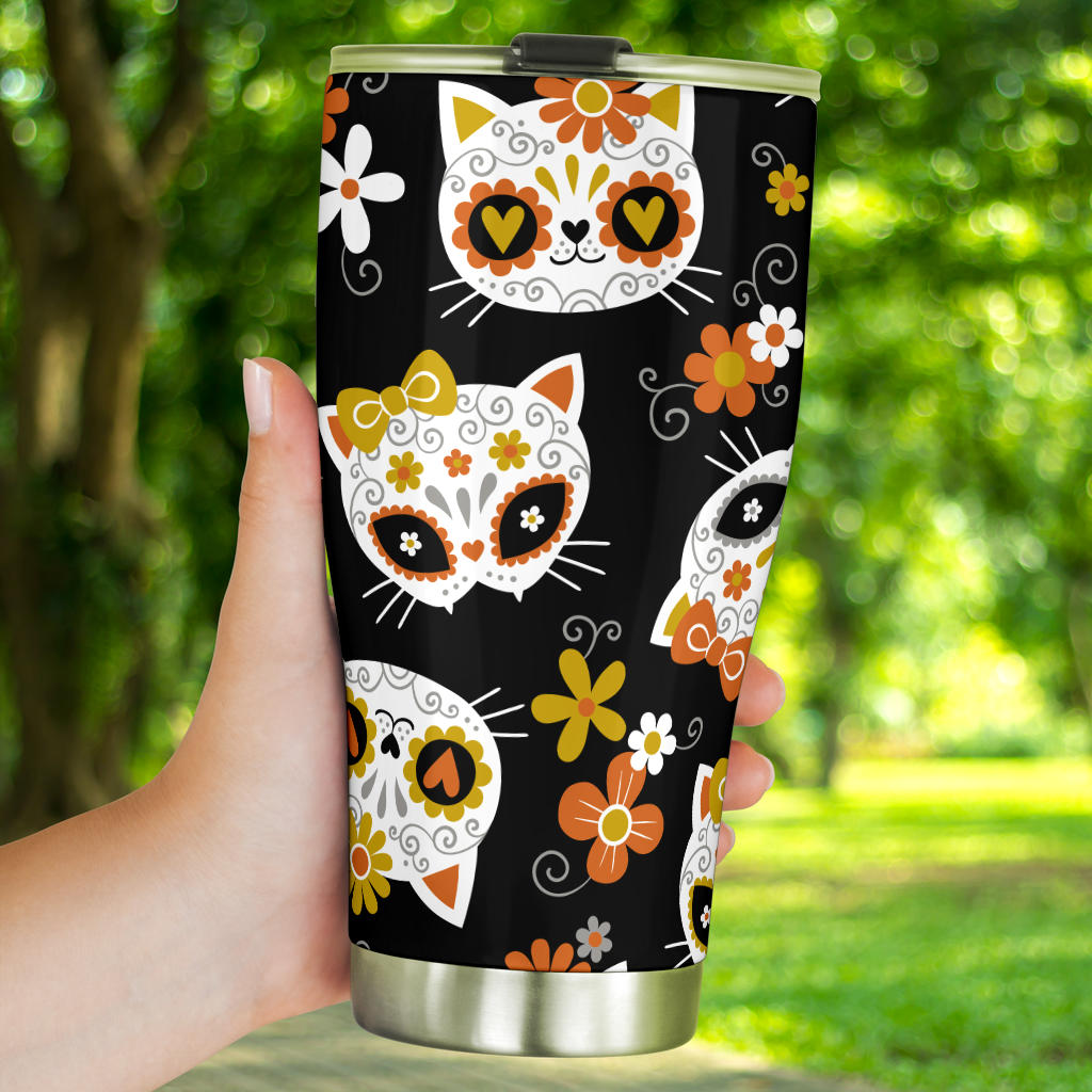 Cat sugar skull tumbler