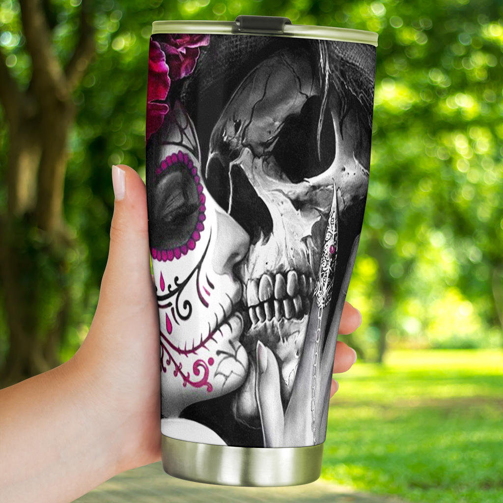 Candy skull tumbler, mexico travel mug, dia de los muertos skull coffee mug, day of the dead tumblr, sugar skull girl tumbler,