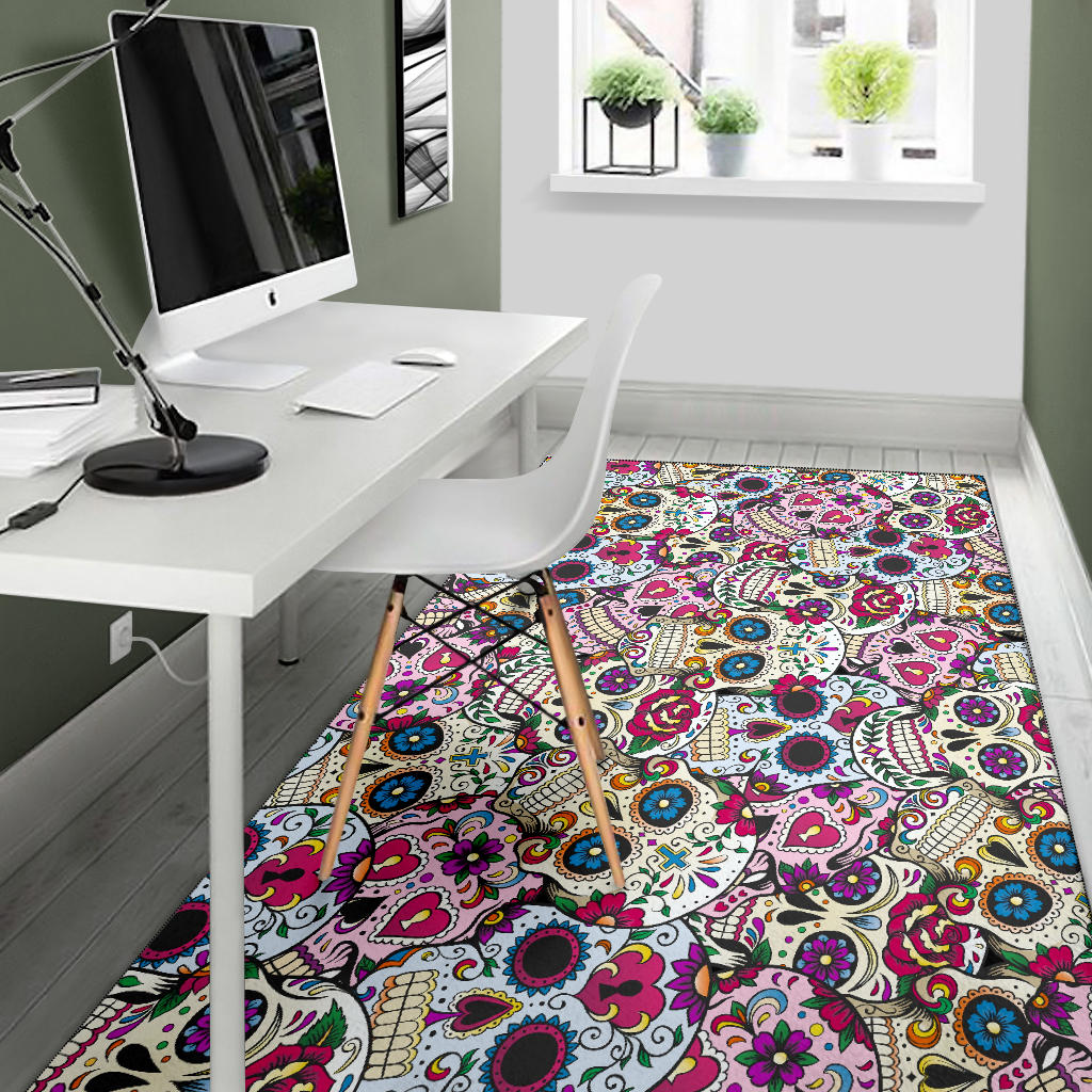 Sugar skull area rug