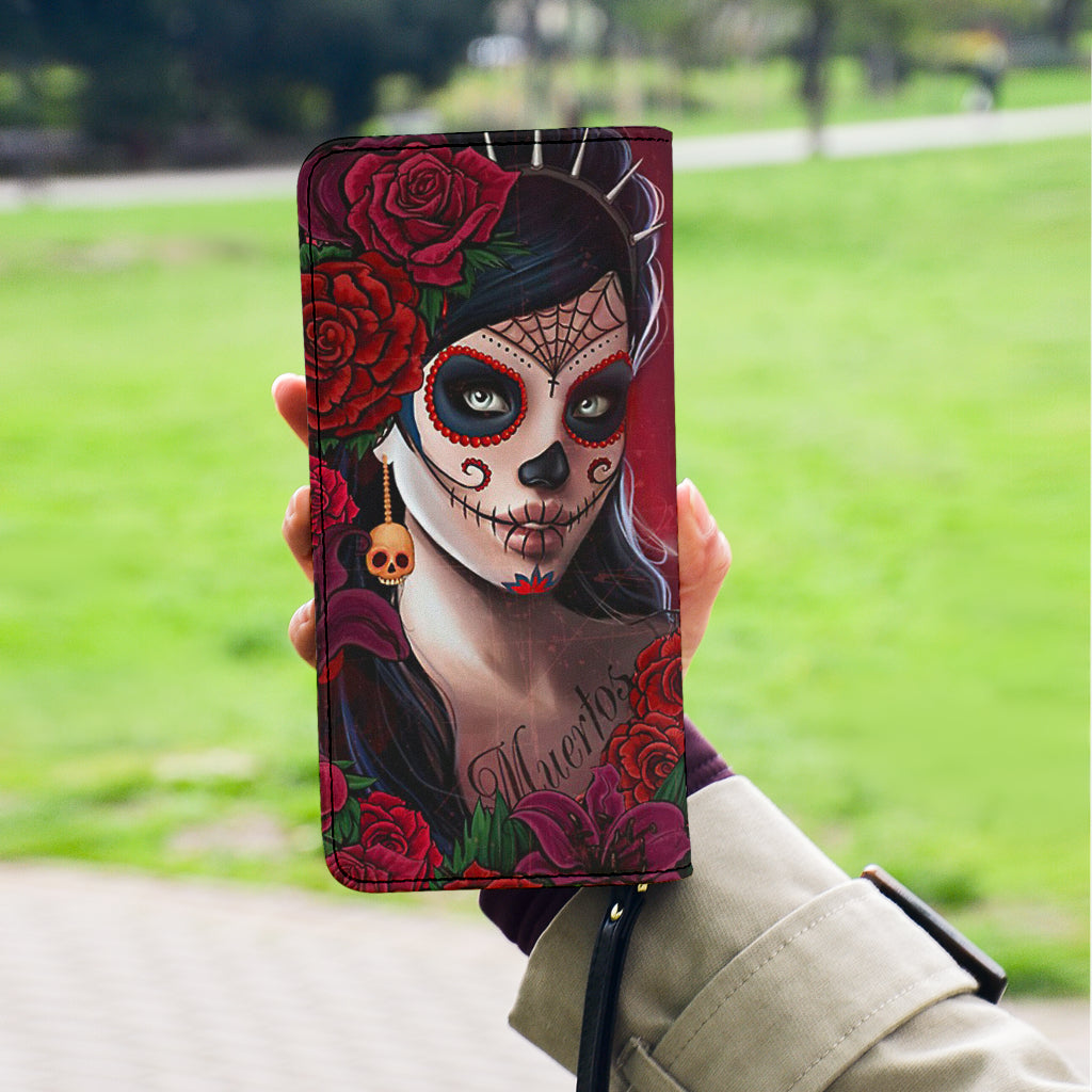 Day of the dead sugar skull clutch wallet purse