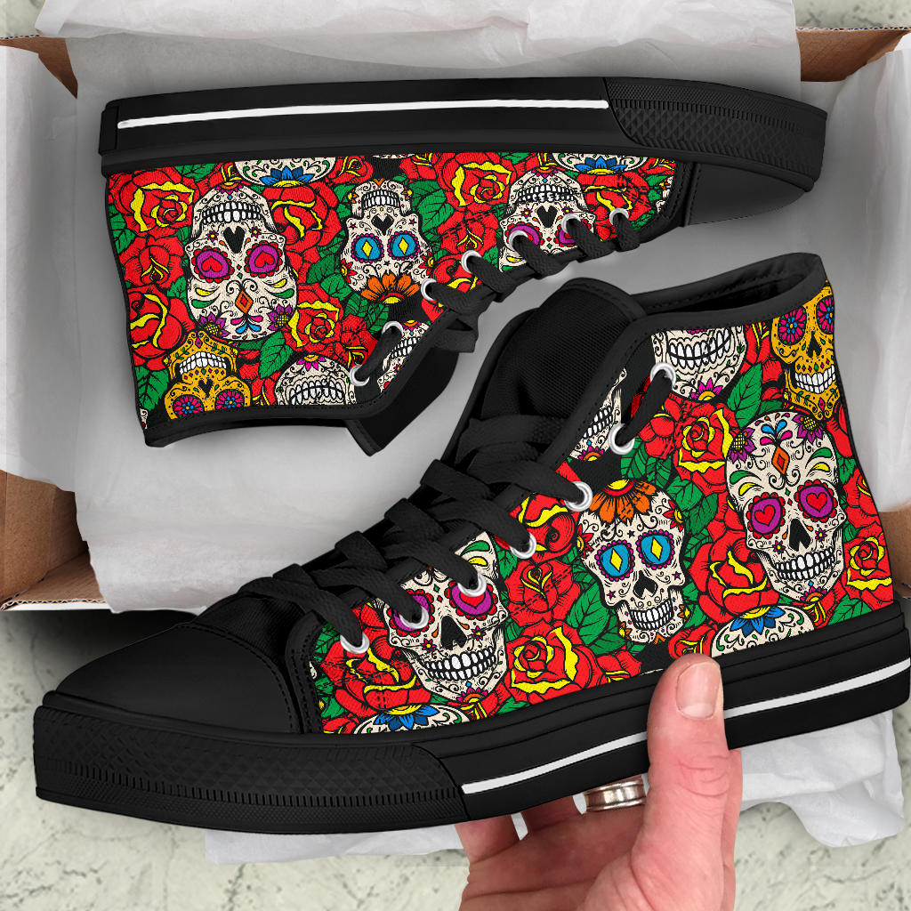 Black Sugar skull high top shoes
