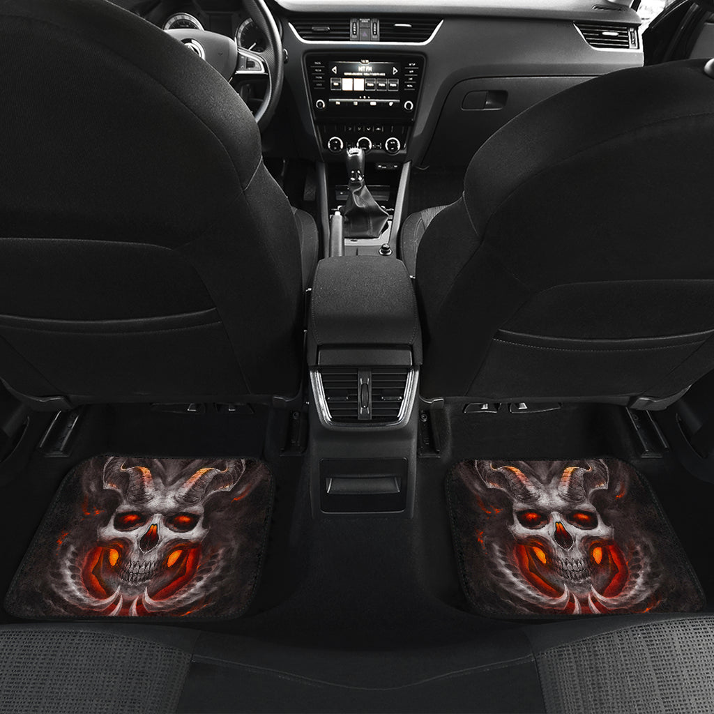 Awsome skull burning car mat