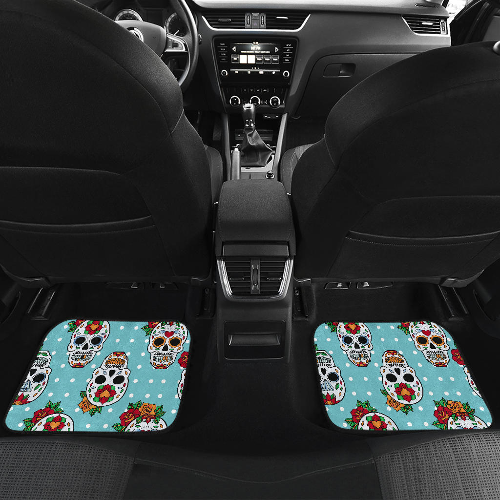 Set of 4 sugar skull car mas, car floor mats