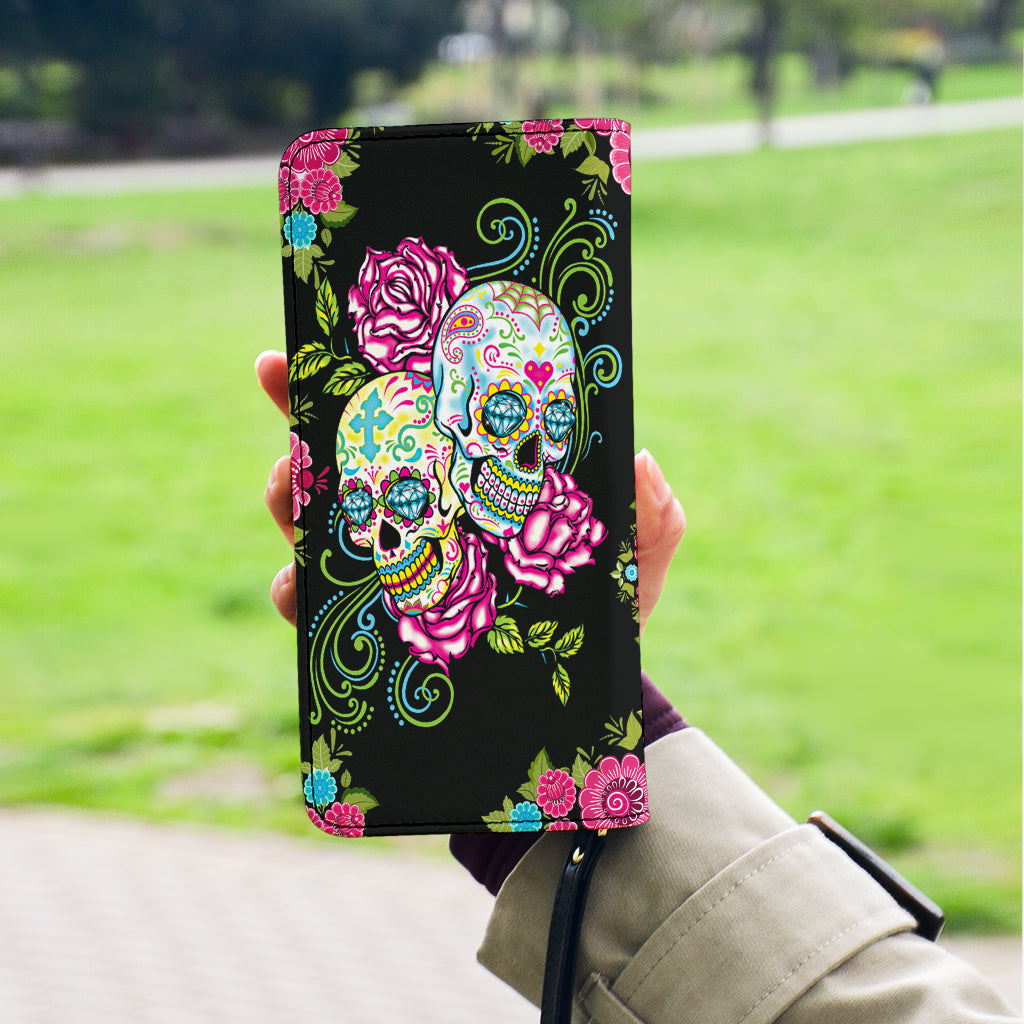 Day of the dead sugar skull girl wallets