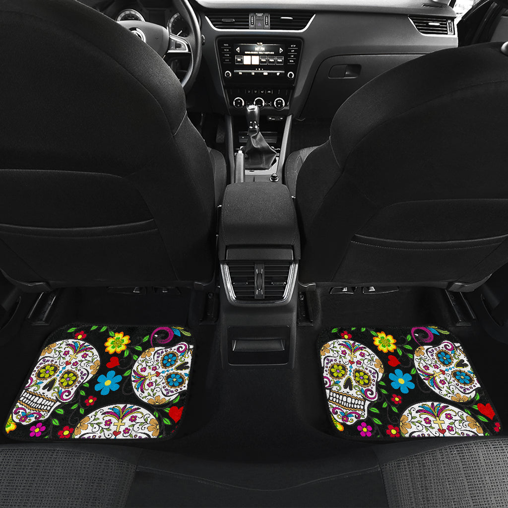 Set of 4 Sugar skull car mats