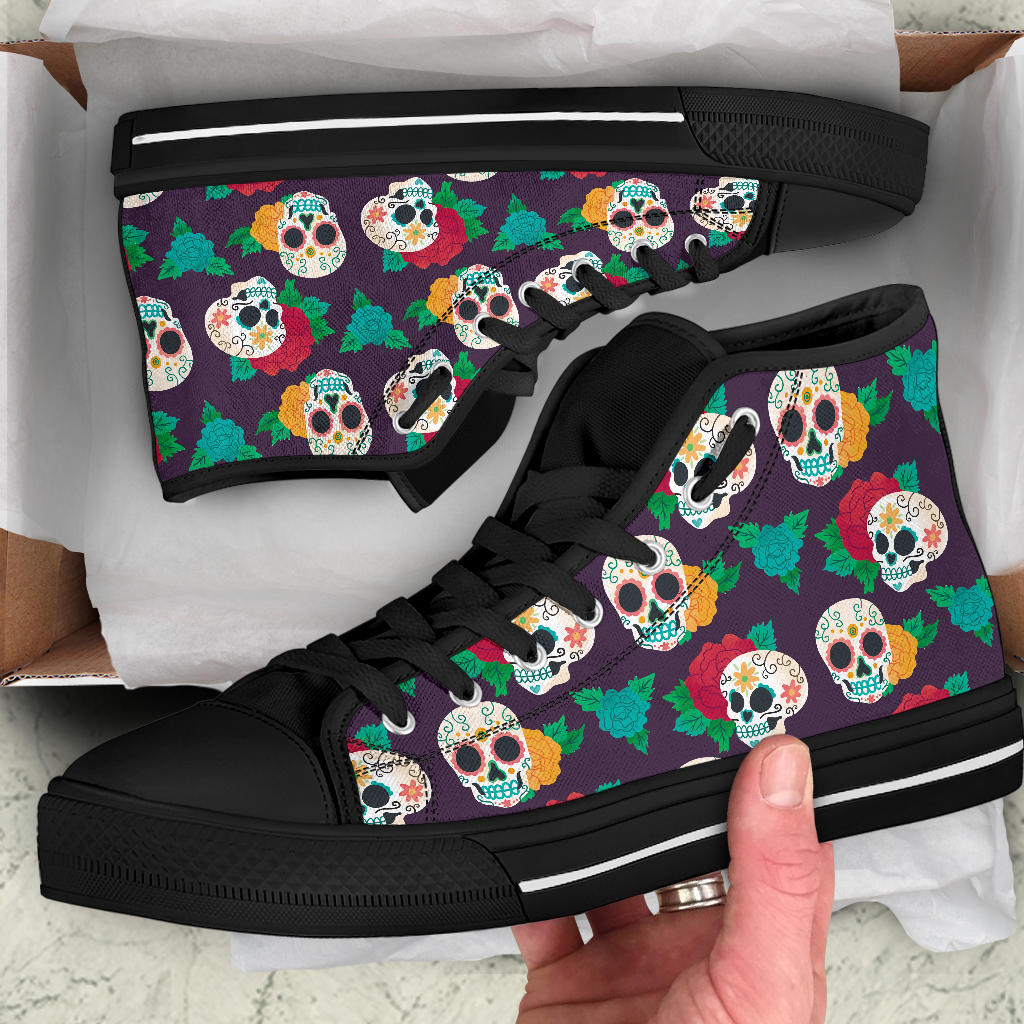 Black Sugar skull high top shoes