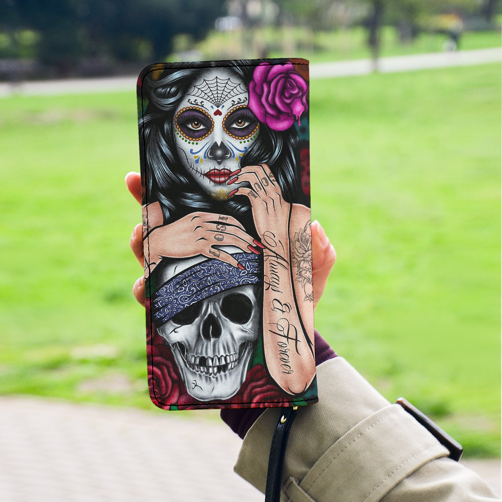 Sugar skull calavera girl wallet clutch purse