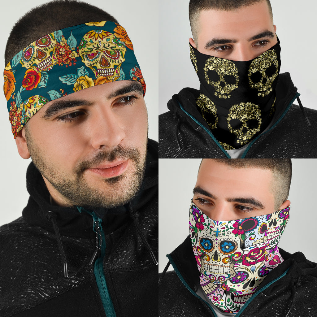 Set of 3 sugar skull bandana