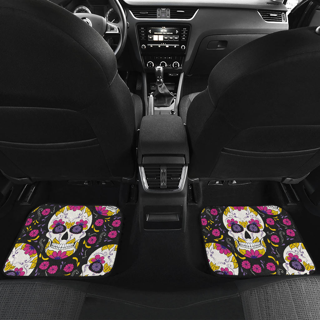 Set of 4 pcs sugar skull day of the dead car mat
