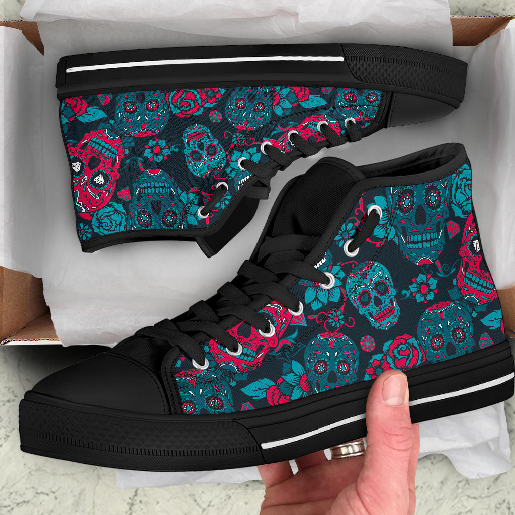 Black Sugar skull high top shoes