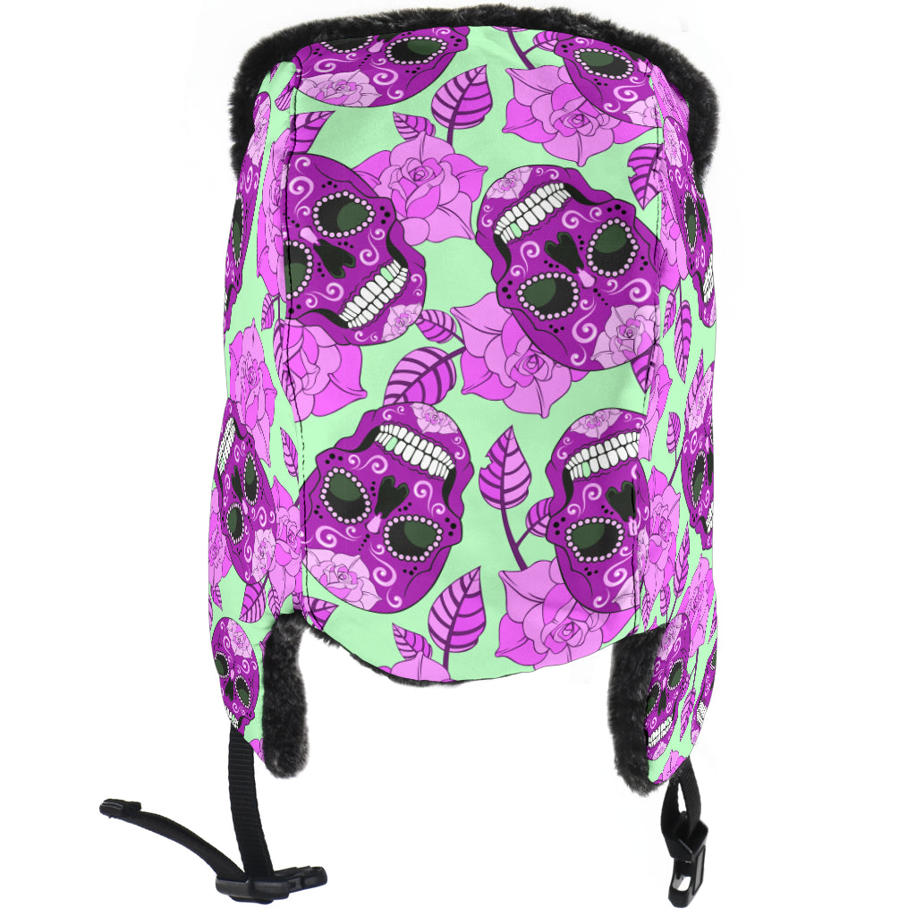 Sugar skull trapper hat