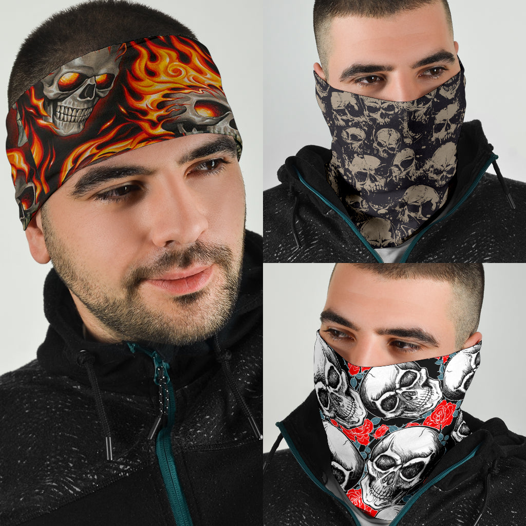 Set of 3 gothic awesome skull bandana