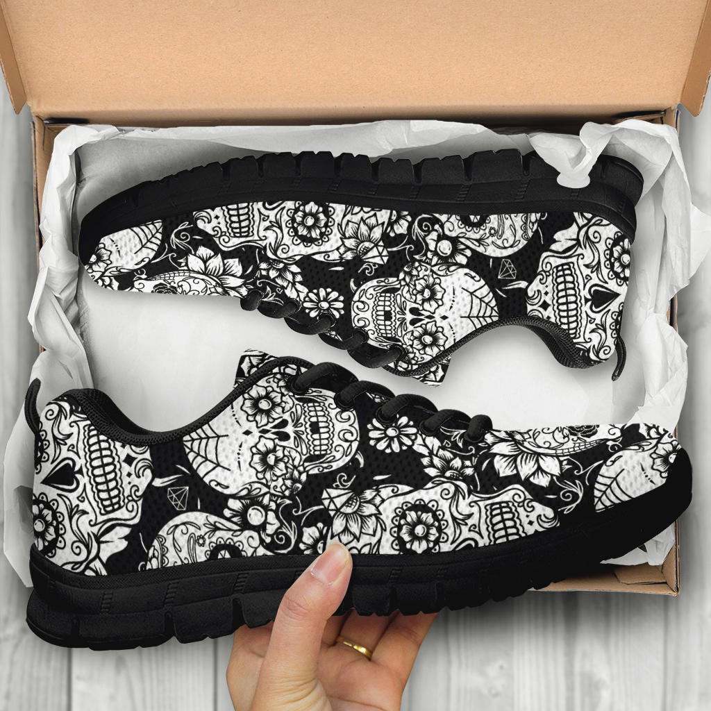 Sugar skull floral sneakers