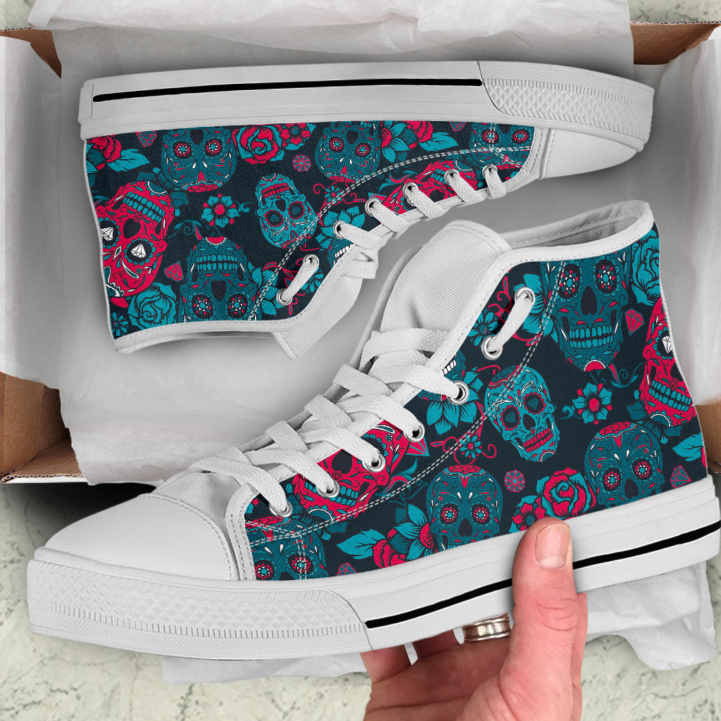 Black Sugar skull high top shoes