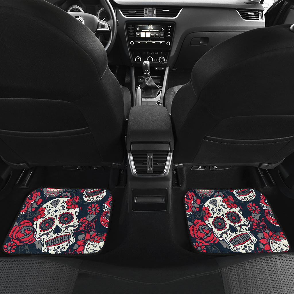 Set of 4 pcs sugar skull car mats