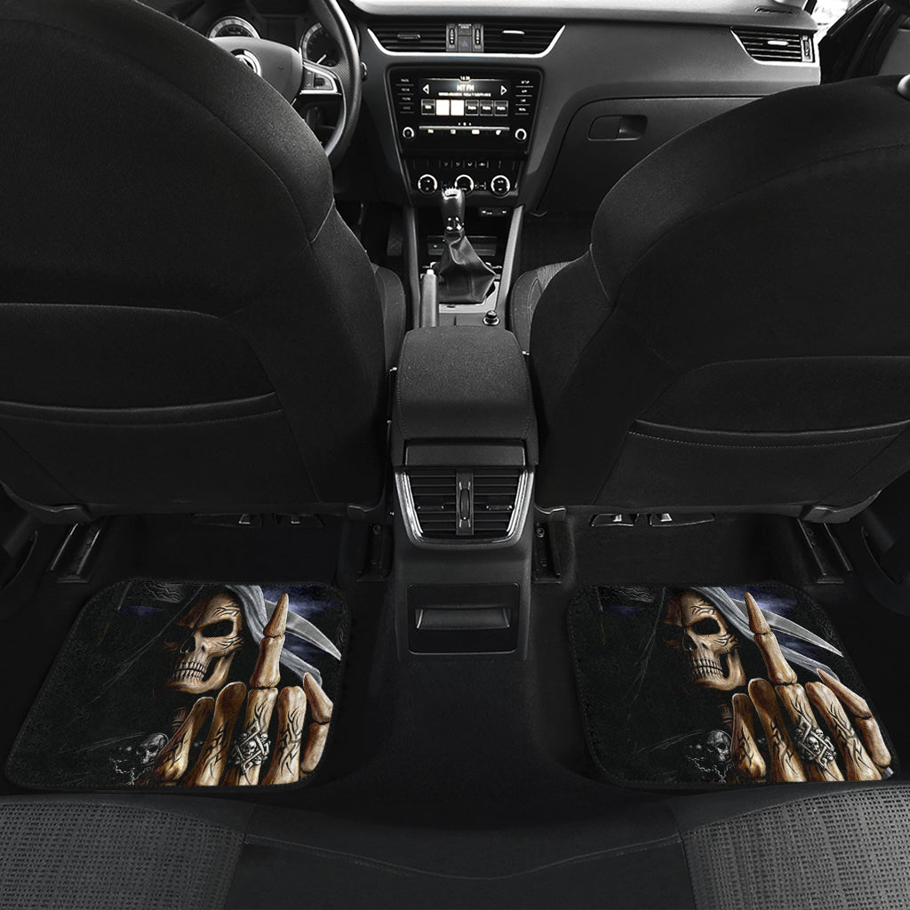 Set of 4 pcs grim reaper flaming skull car mats