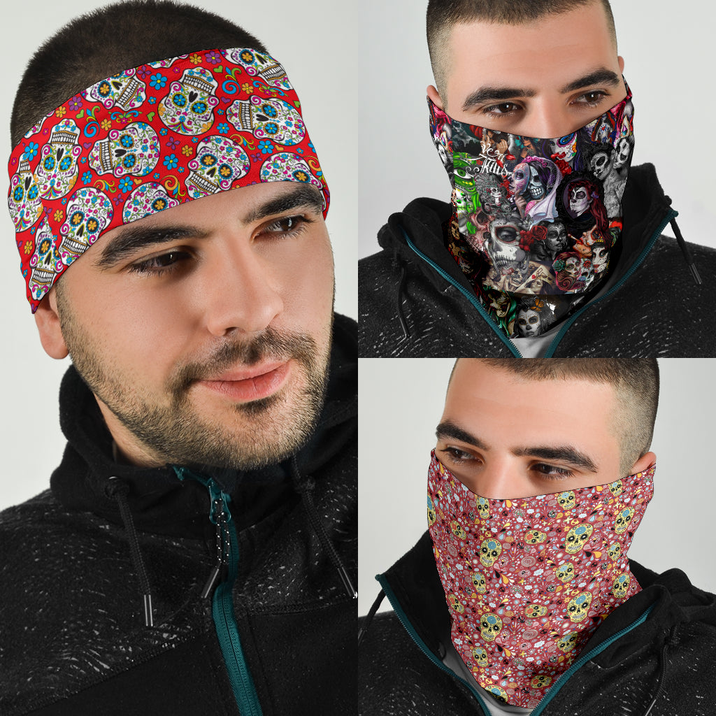 Set of 3 pcs Sugar skull bandana