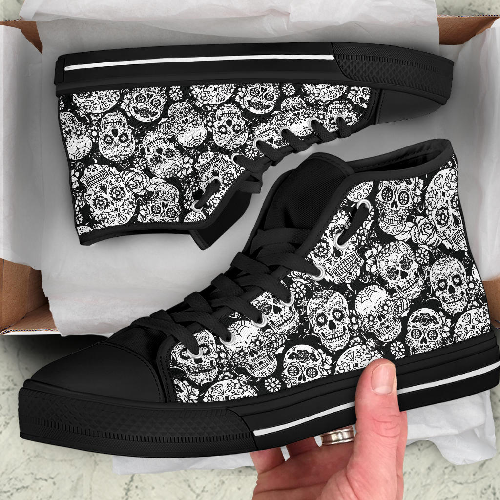 Sugar skull high top shoes