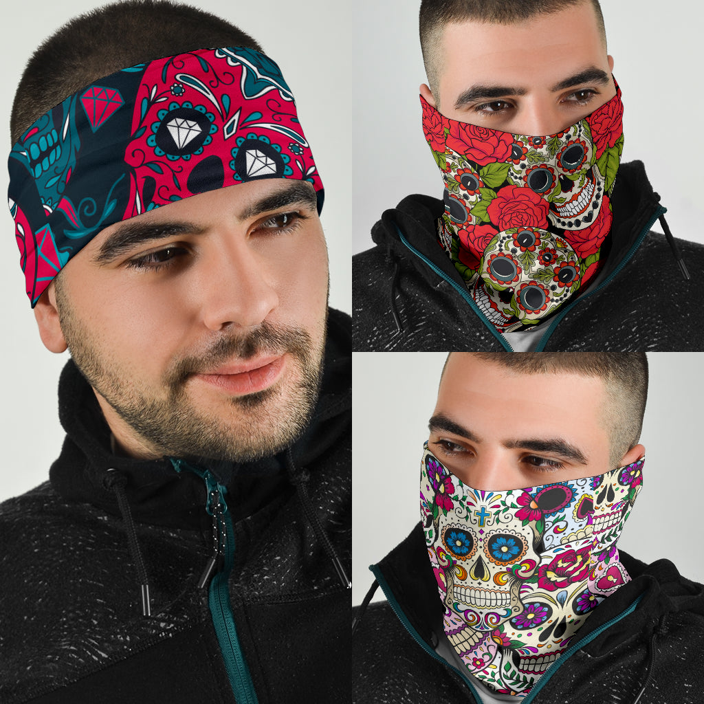 Set of 3 sugar skull day of the dead Bandana