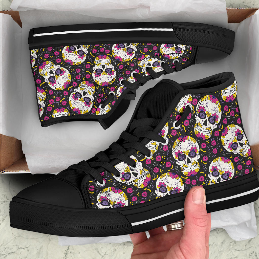Black Sugar skull high top shoes