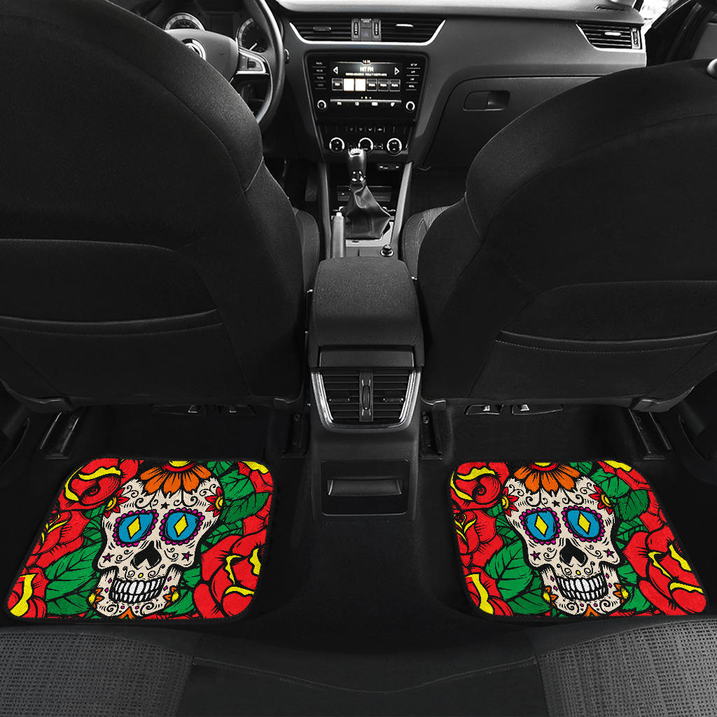 Set of 4 pcs sugar skull car mats