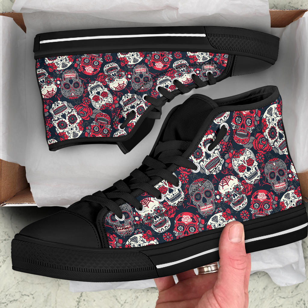 Black Sugar skull high top shoes