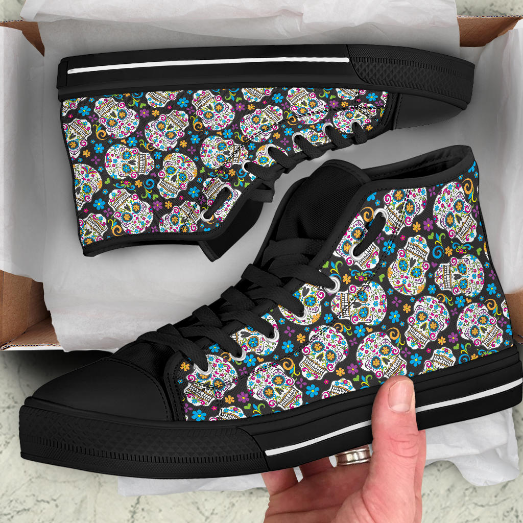 Black Sugar skull high top shoes