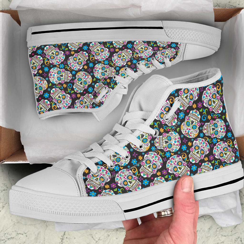 Black Sugar skull high top shoes