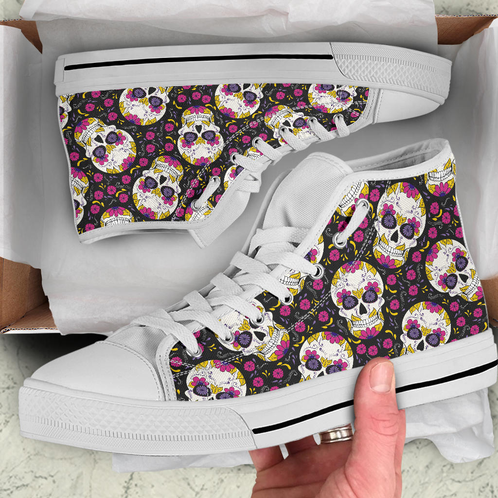 Black Sugar skull high top shoes