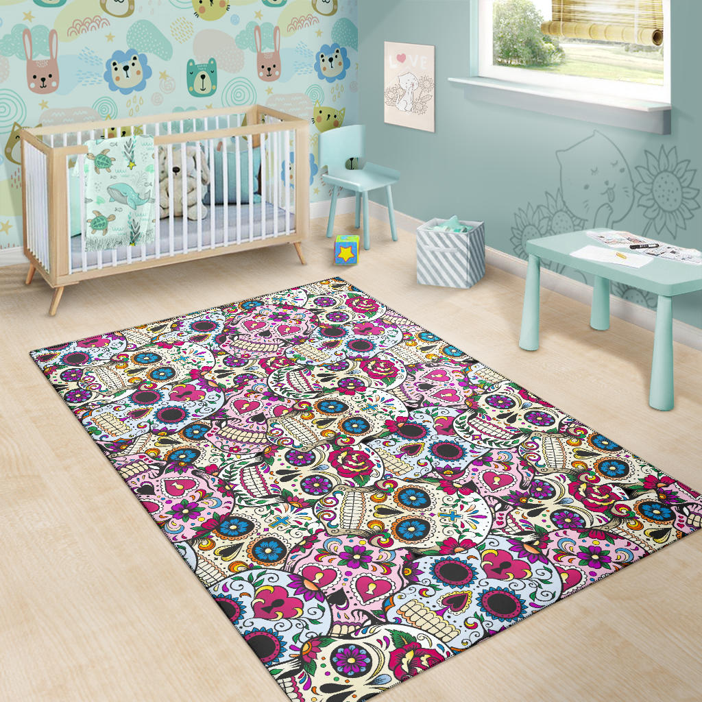 Sugar skull area rug