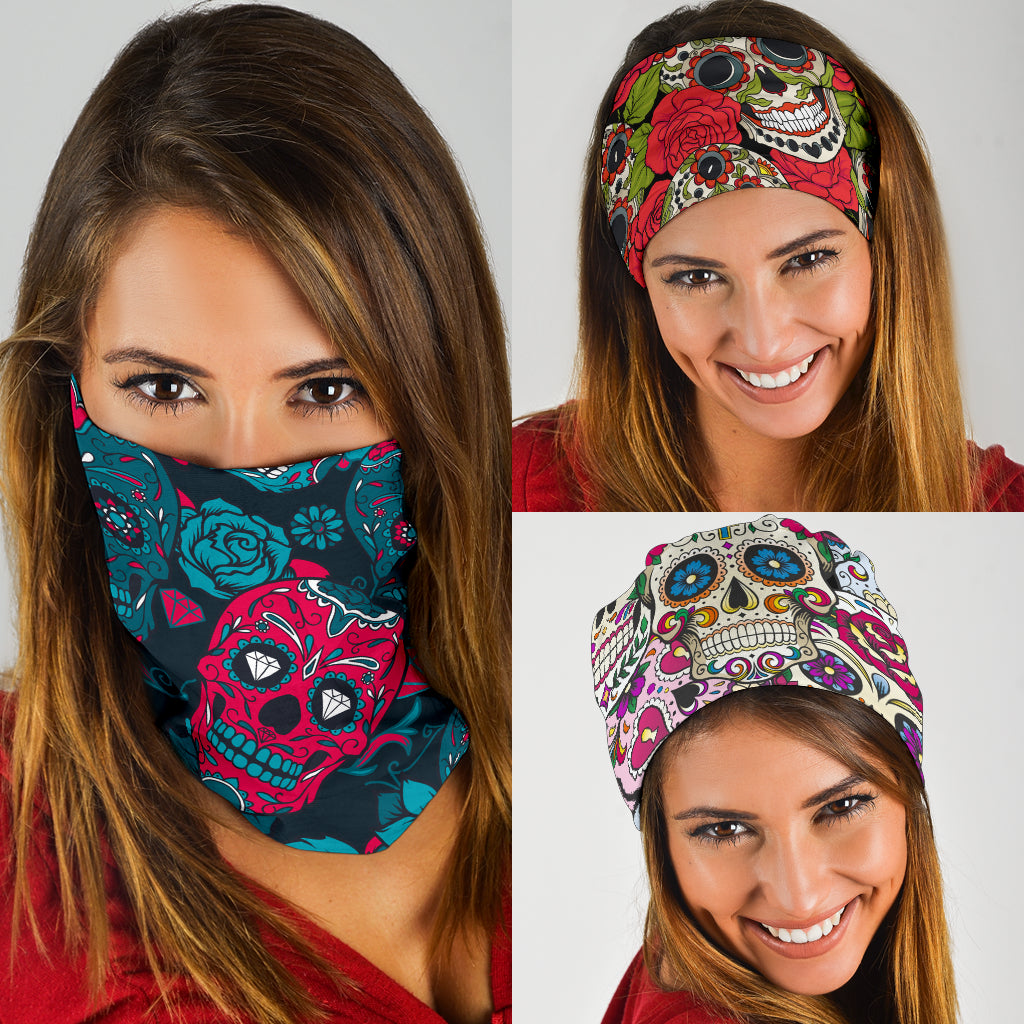 Set of 3 sugar skull day of the dead Bandana