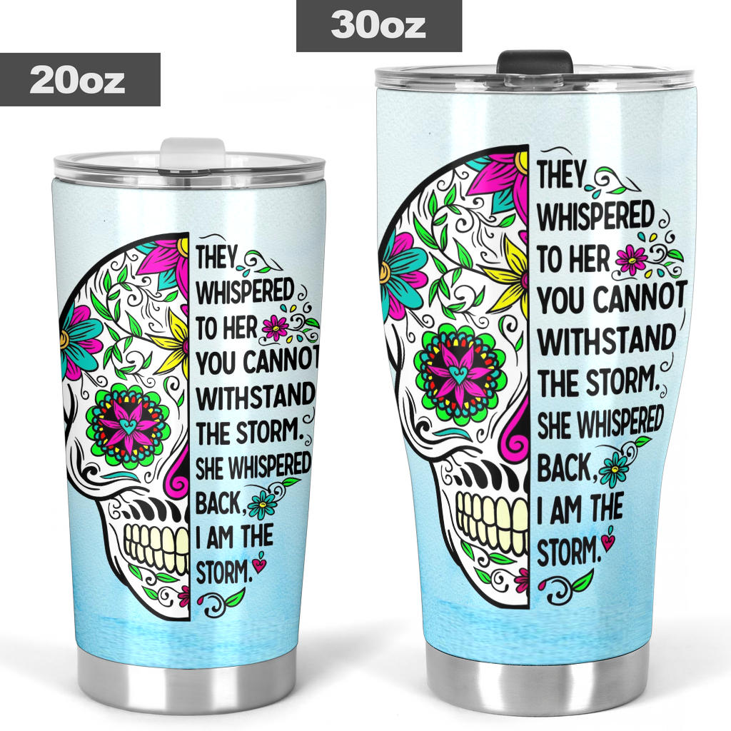 Day of the dead sugar skull tumbler mug