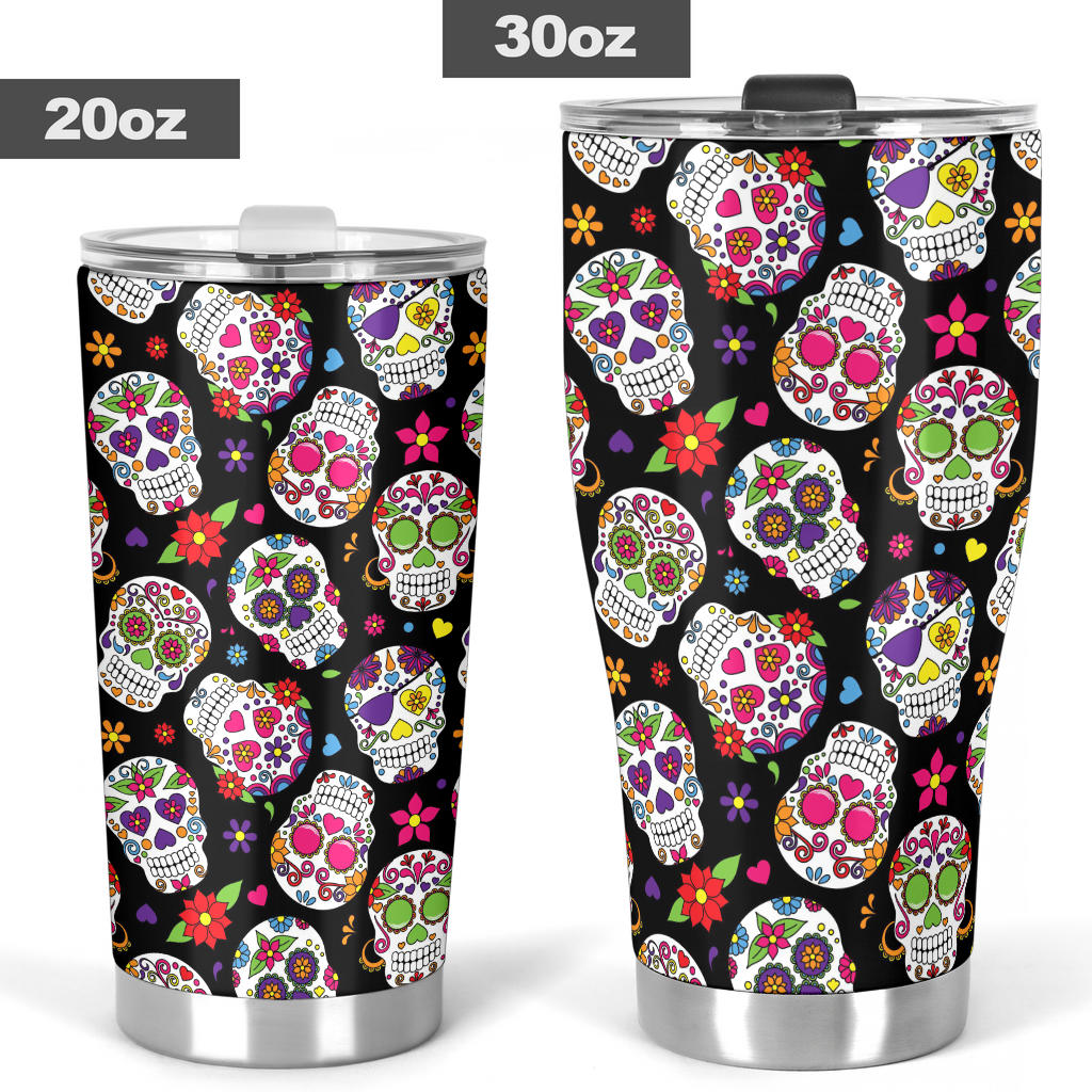 Mexican skull tumbler cup mug, mexico freezer Mug, candy skull freezer Mug, sugar skull girl freezer Mug, day of the dead cup