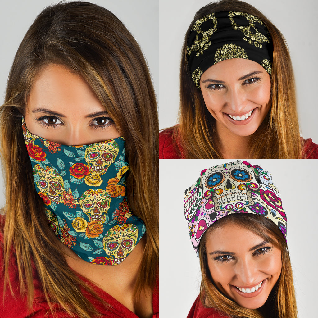 Set of 3 sugar skull bandana