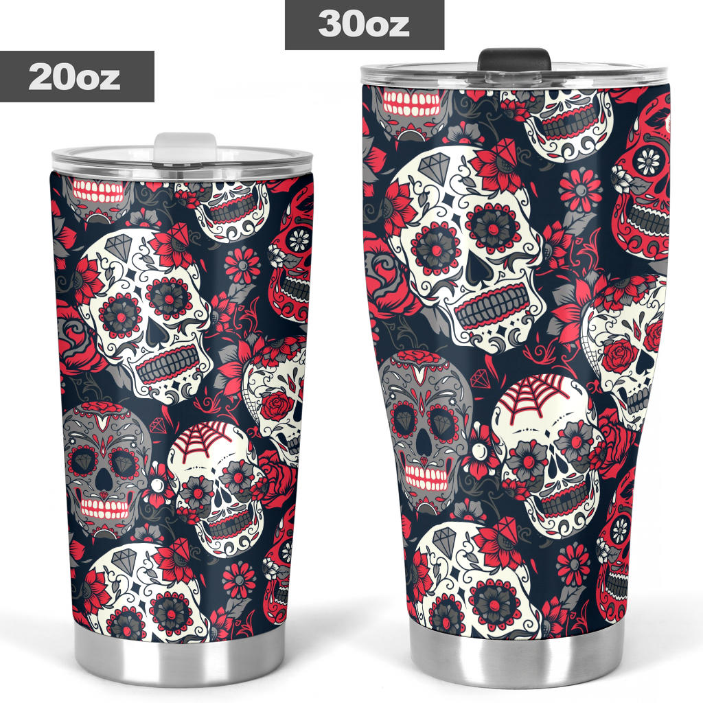 Sugar skull tumbler, candy skull tumbler mug