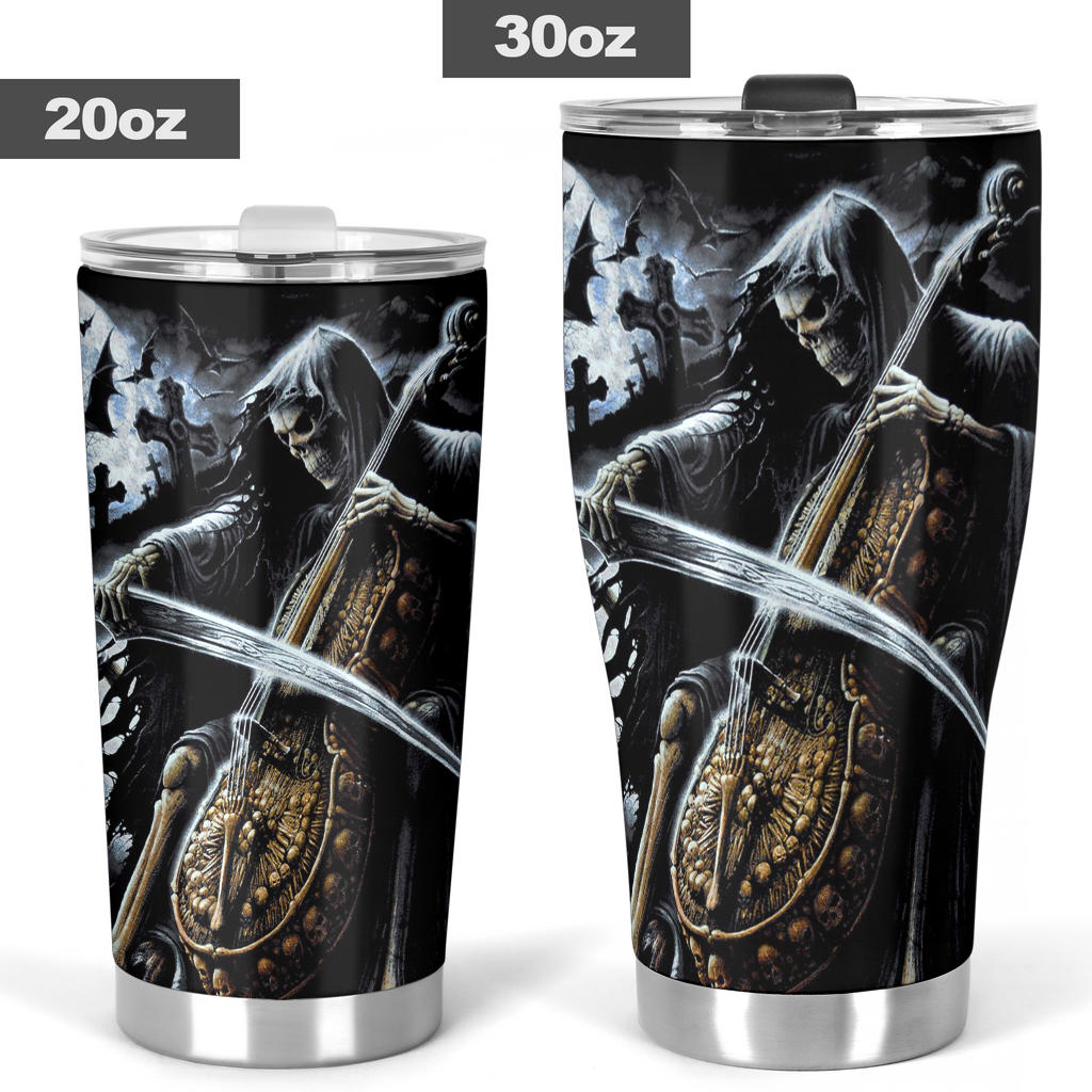 Skull grim reaper tumbler travel mug