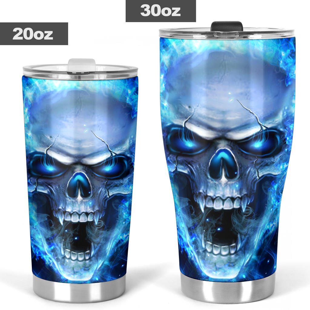 Fire skull tumbler mug