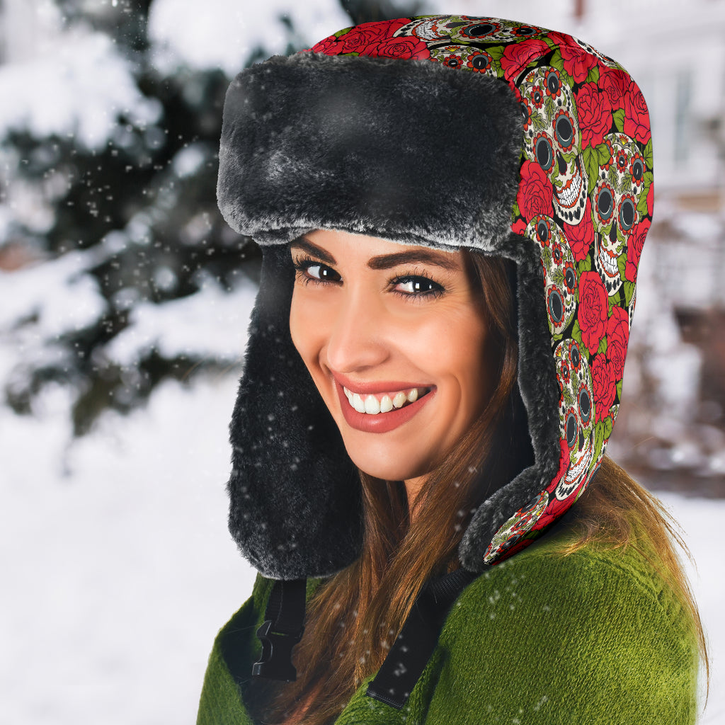 Sugar Skull Trapper Hat