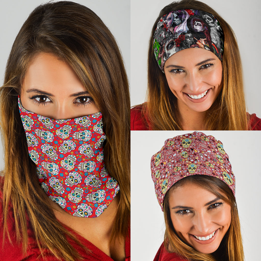 Set of 3 pcs Sugar skull bandana